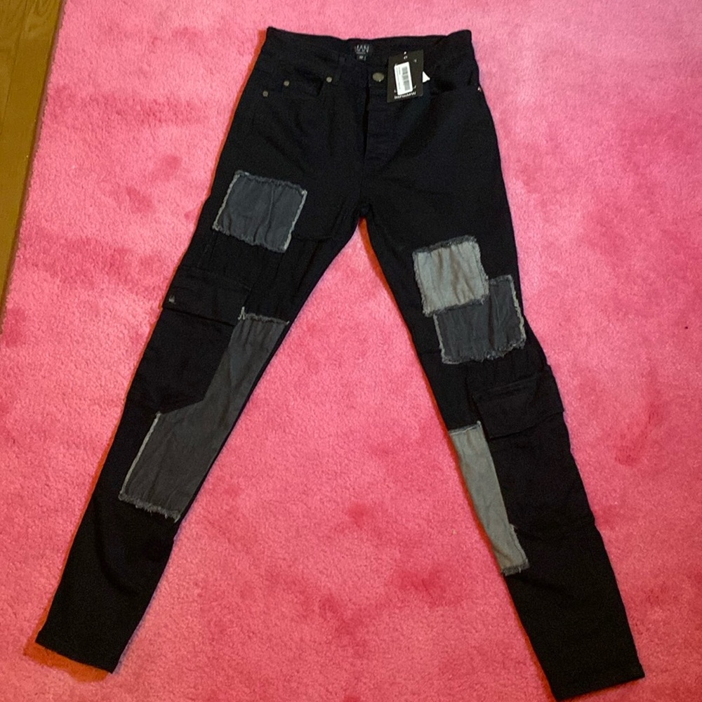 BOOHOO MAN mix cargo patch denim
